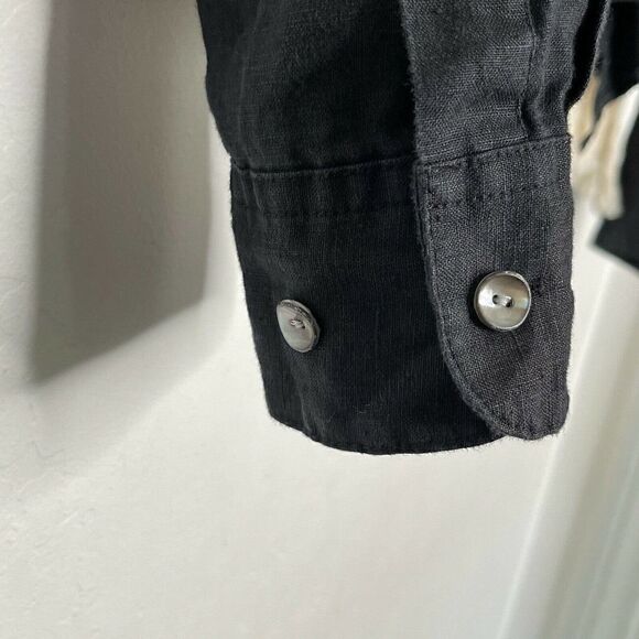Jones NY Top SZ SM 100% Linen Long Sleeve Button Down Minimalist Sustainable - Picture 3 of 7